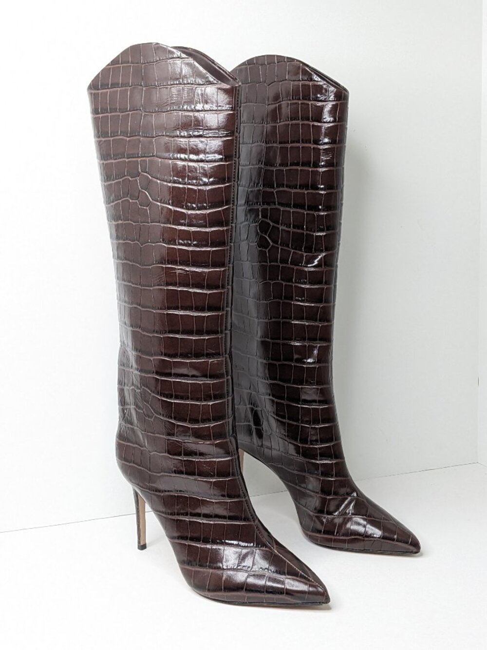 Schutz Maryana Tall Boots Dark Chocolate Leather Womens 9.5